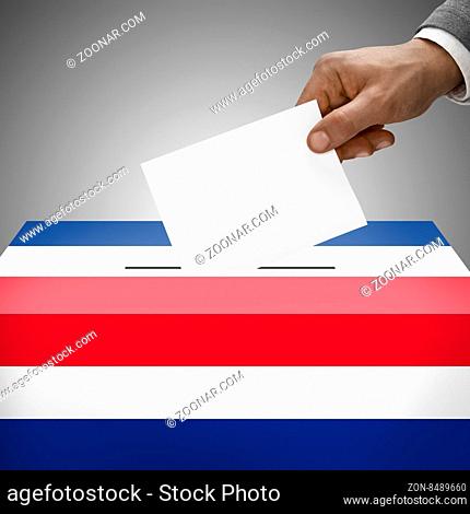 Ballot box painted into national flag colors - Costa Rica