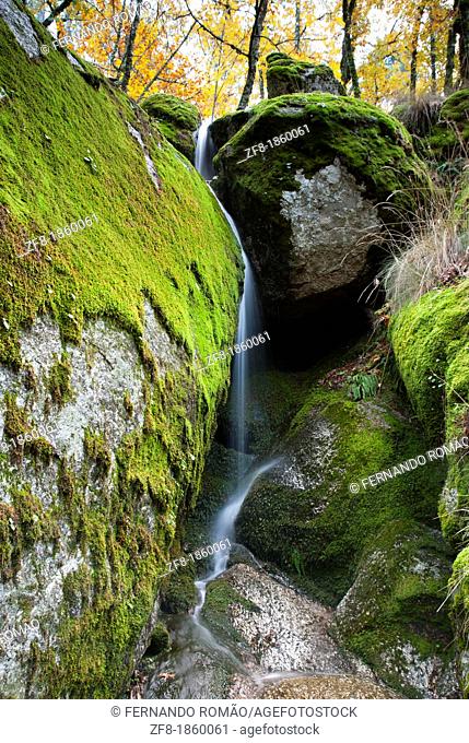 Waterfall at Estrela Mountain Natural Park, Portugal