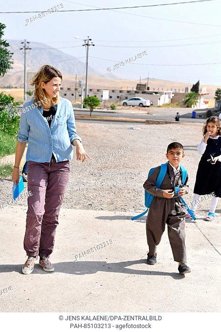 EXCLUSIVE - UNICEF ambassador Eva Padberg visits the family of nine-year-old Murat in a refugee camp for Syrian refugees in the Dohuk region, Iraq