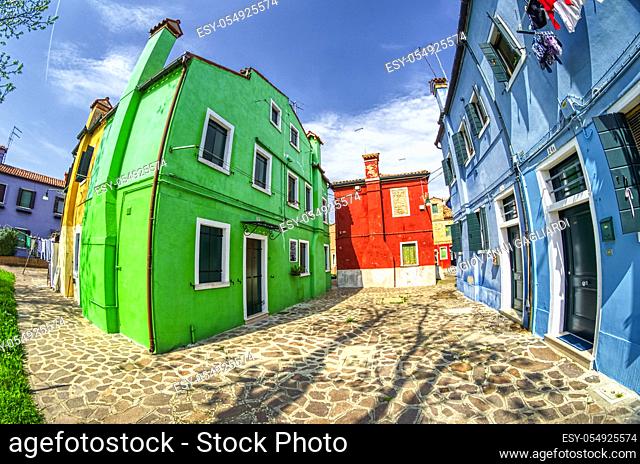 Colourful homes of Burano near Venice, Italy
