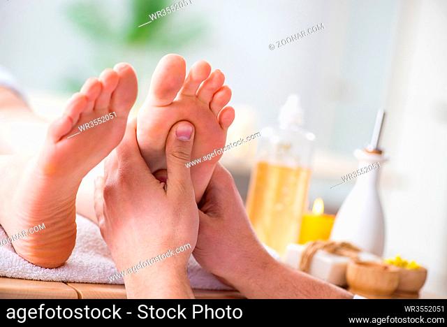 Foot massage in medical spa