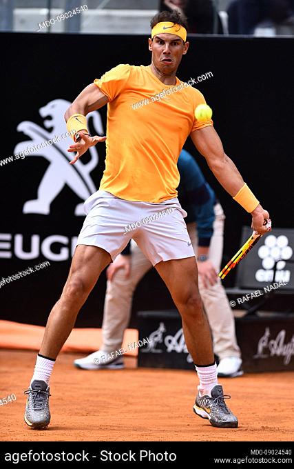 Spanish tennis player Rafael Nadal during the Internazionali d'Italia tennis at Foro Italico. Rome (Italy), May 16th, 2018