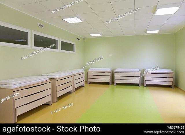 Storage furniture in a new school room