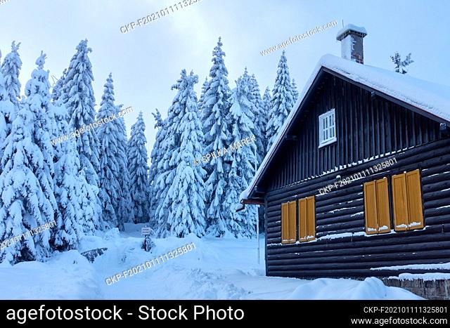 The winter scenery with Czech Cottage in Jizera Highway, Izera Mountains, Czech Republic, January 11, 2021. (CTK Photo/Marek Spilka)