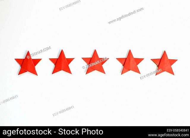 Five stars quality rating on white background