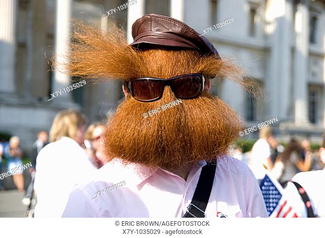 Jack Passion, at a parade showcasing contestants in the World Beard and Moustache Championships, 2007, in London, England
