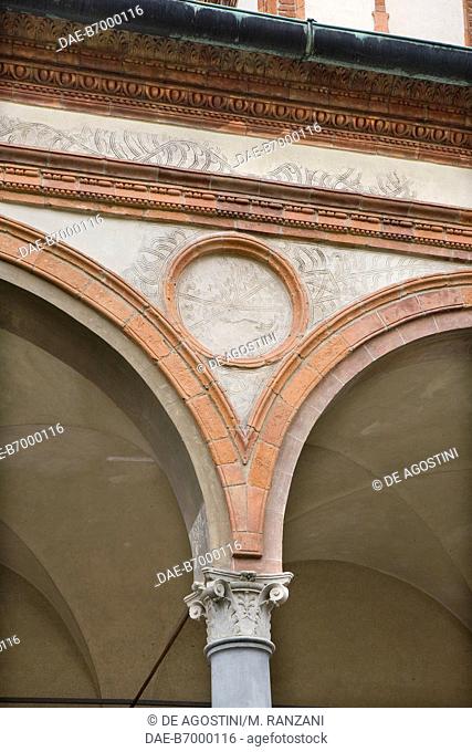 The portico of the Chiostro delle Rane (Cloister of the Frogs), or Chiostro Piccolo (Little Cloister), 15th century, attributed to Donato Bramante (1444-1514)