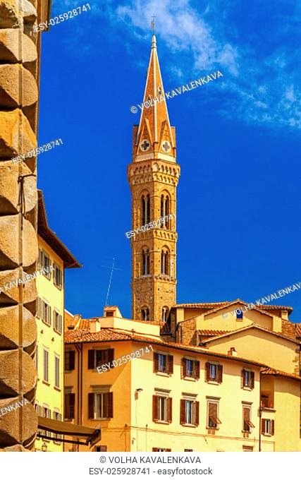 View of the Belfry Church Badia Fiorentina - Chiesa di Santa Maria Assunta in Florence, Tuscany, Italy