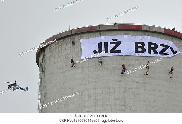 Greenpeace activists climbed one of the cooling towers of the Chvaletice coal-fired power station this morning and they are occupying it in protest against the...