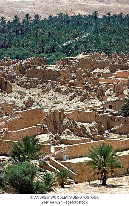 Old Tamerza ruined ancient Berber oasis village Tunisia