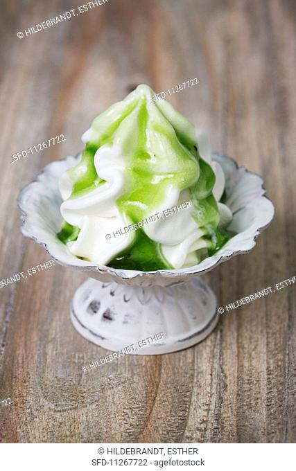 Frozen yogurt with woodruff syrup