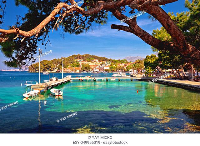 Turquoise waterfront of Cavtat view, Town in south Dalmatia, Croatia