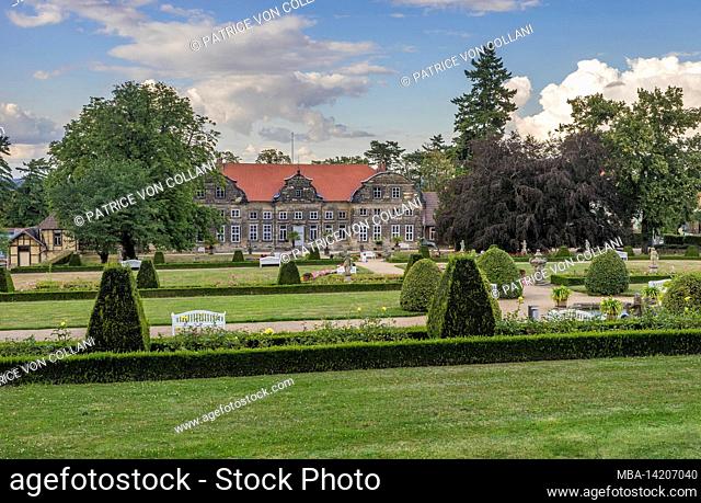 Germany, Saxony-Anhalt, Blankenburg, small castle from the castle garden Blankenburg