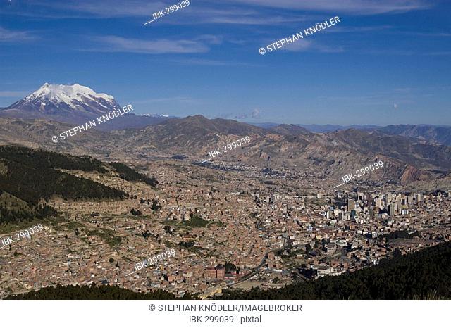 La Paz and Nevado Illimani (6439m), Bolivia