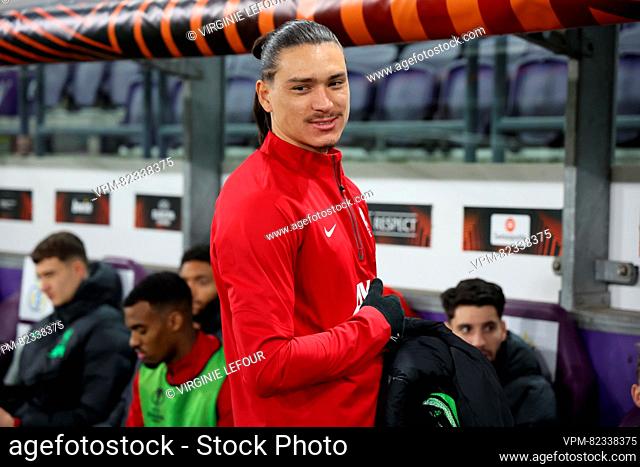 Liverpool's Darwin Nunez pictured before a game between Belgian soccer team Royale Union Saint Gilloise and English club Liverpool FC