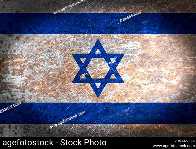 Old rusty metal sign with a flag - Israel