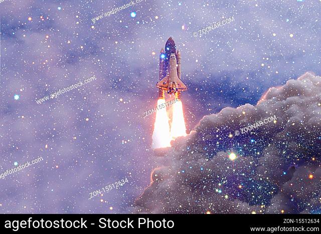 Space Shuttle Atlantis. Cosmos art. Elements of this image furnished by NASA
