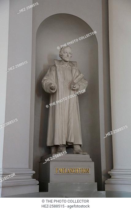 Statue of Philipp Melanchthon, Lutheran Cathedral, Helsinki, Finland, 2011. Melanchthon (1497-1560) was a German clergyman and theologian