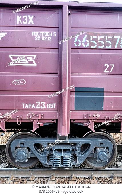 Wagon detail in a train in Moscow, Russian Federation