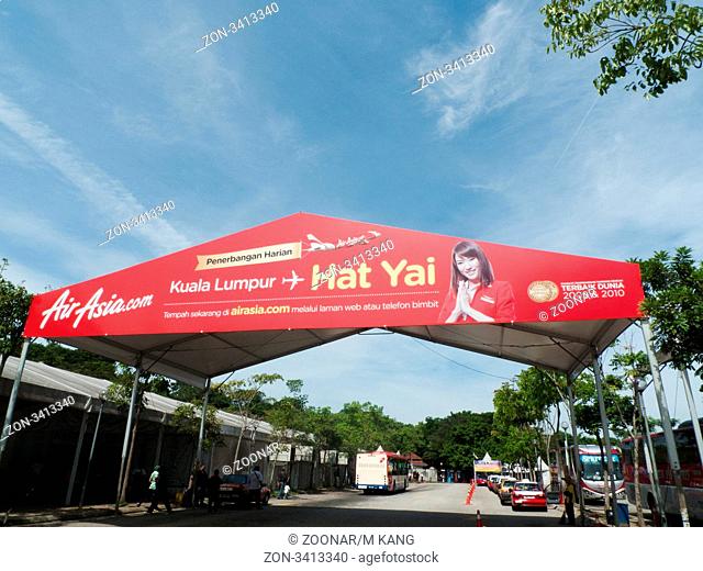 Airasia, a budget airline, advertisement in Bukit Jalil Complex Parking Lot F, Kuala Lumpur, Malaysia