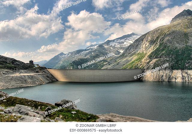 Alps mountains and dam wall