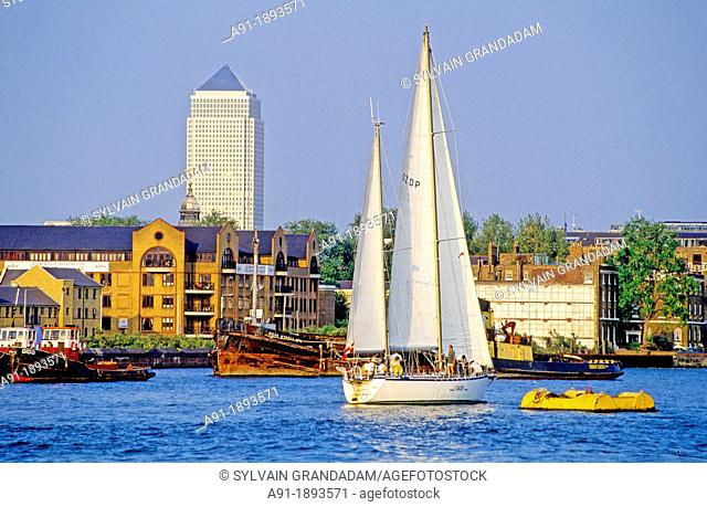 sailing ship on the thames  London  England