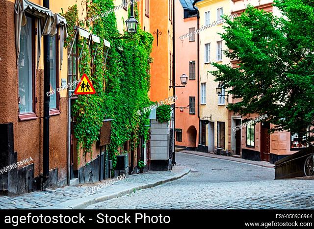 cobblestone pavement in the old town, Stockholm