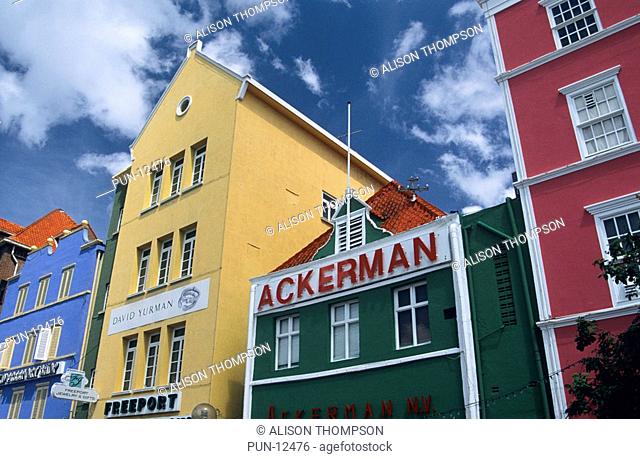 Shops on Willemstad Harbour in Curacao, The Netherland Antilles