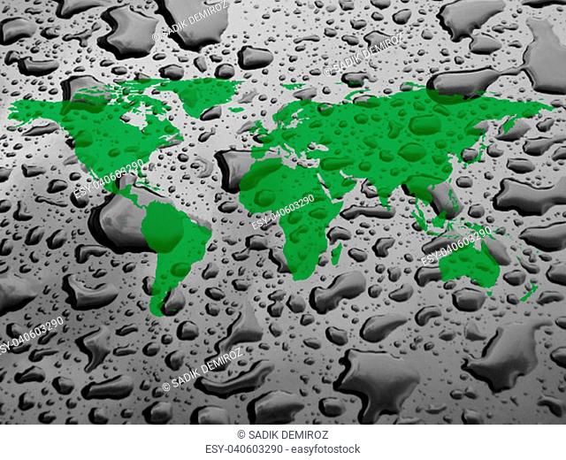 an image of worldmap and water drops