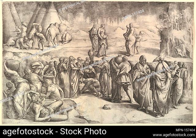 The Israelites Gathering Manna. Artist: Battista Franco (Italian, Venice ca. 1510-1561 Venice); Date: ca. 1547; Medium: Etching and engraving
