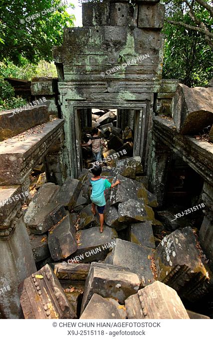 Local Boy at Beng Mealea Temple, UNESCO World Heritage Site, Siem Reap Province, Cambodia