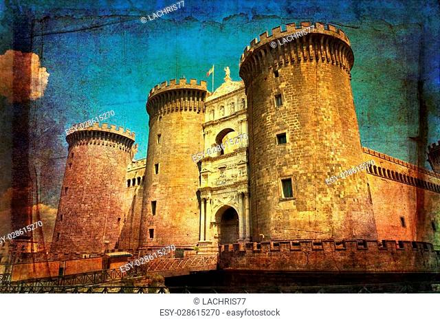 The medieval castle of Maschio Angioino or Castel Nuovo (New Castle), Naples, Italy