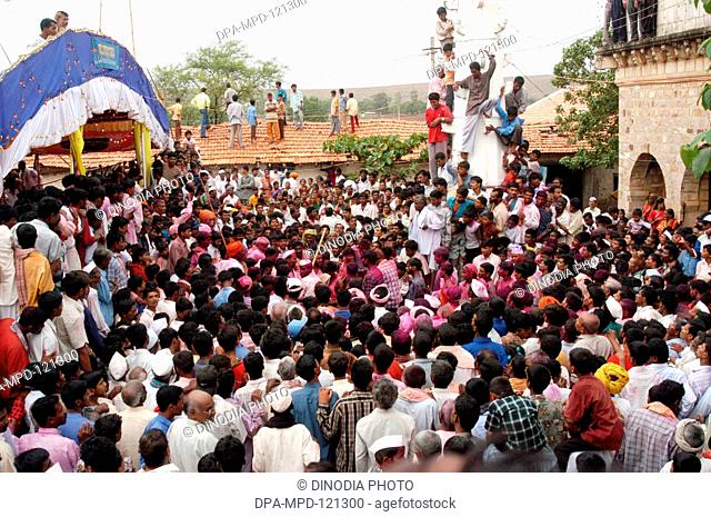 People of Bassapur village celebrating their traditional Hindu Goddess Laxmi yatra festival comes after every four years in Bassapur ; Belgaum district ;...