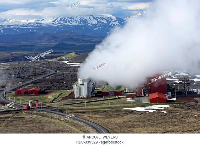 geothermal power station Krofluvirkjun, near Myvatn, krafla vulcano, Iceland, Europe / Kröfluvirkjun