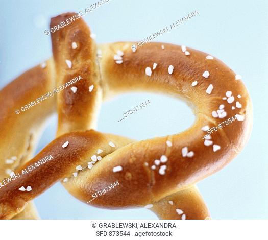 Salted pretzel close-up