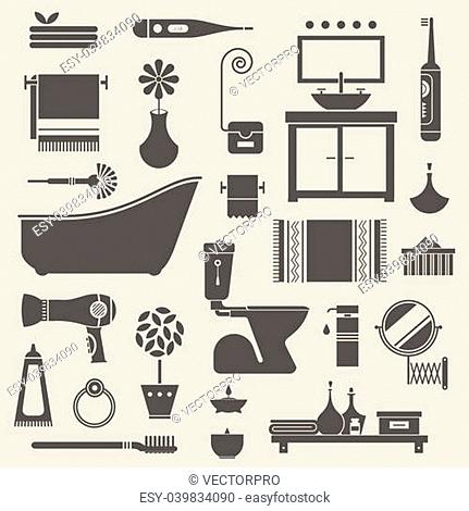 Vector set of stylized various vector icons