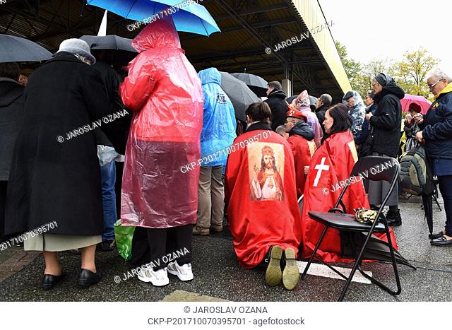 Hundreds of Polish pilgrims prayed during the unusual event Rosary on the Borders near the Polish-Czech border at the former border crossing in Chalupki, Poland