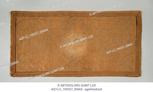European: Table Scarf, European, Early 20th century, Silk and cotton or bast, Overall: 17 1/8 x 34 1/4 in. (43.5 x 87 cm)