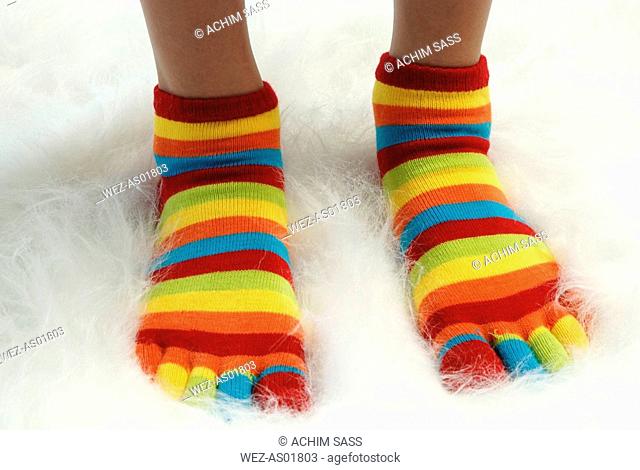 Striped socks with toes