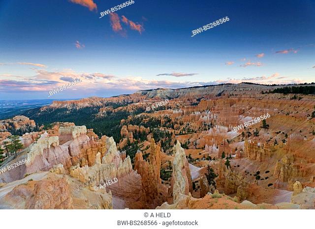 view of amphitheatre from the sunrise point after sunrise, USA, Utah, Bryce Canyon National Park, Colorado Plateau
