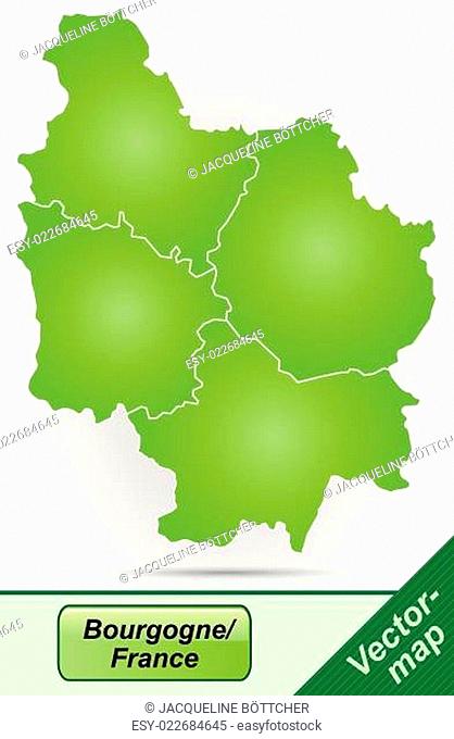 Grenzkarte von Burgund mit Grenzen in Grün