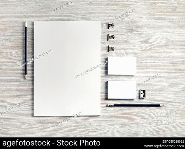 Blank stationery template for placing your design. Mockup for branding identity. Flat lay