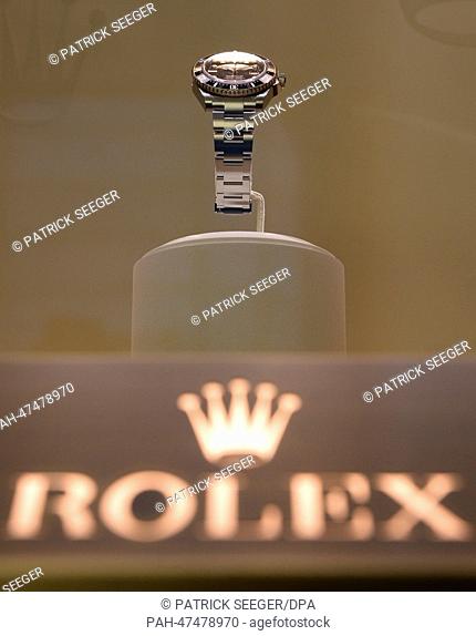 The watch model GMT-MASTER II of watch manufacturer Rolex is on display at the International watch and jewellery fair Baselworld 2014 in Basel,  Switzerland