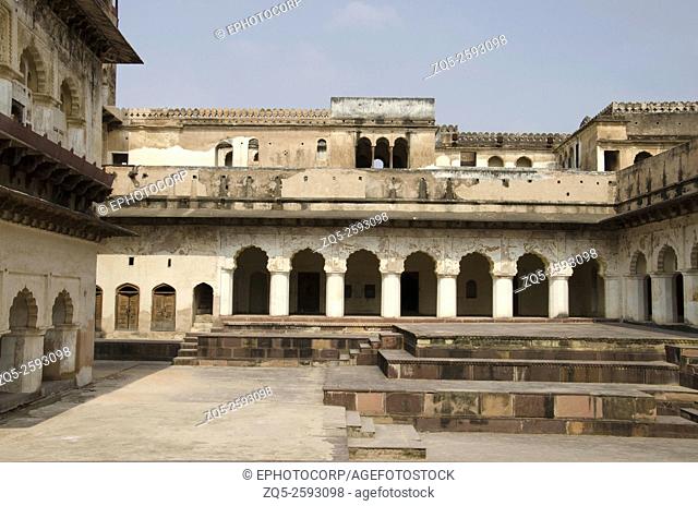 Interior view of Raj Mahal. Orchha Palace (Fort) Complex. Orchha. Madhya Pradesh. India