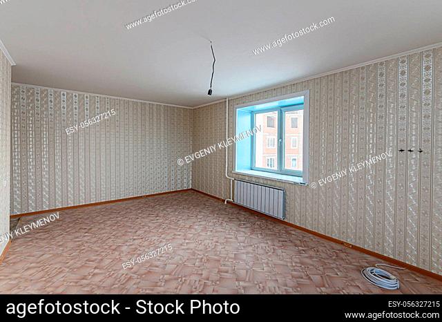 Russia, Moscow- December 05, 2019: interior room apartment modern bright cozy atmosphere. renovated empty room