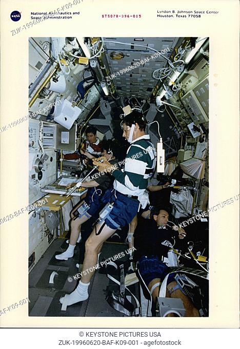 Jun. 20, 1996 - Johnson Space Center, Houston, Texas: STS-78 Onboard View - Payload specialist Jean-Jacques Favier, representing the French Space Agency (CNES)