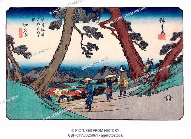 Japan: Hosokute-juku (????), Station 48 of 'The Sixty-Nine Stations of the Nakasendo (Kisokaido)' Utagawa Hiroshige (1835-1838)