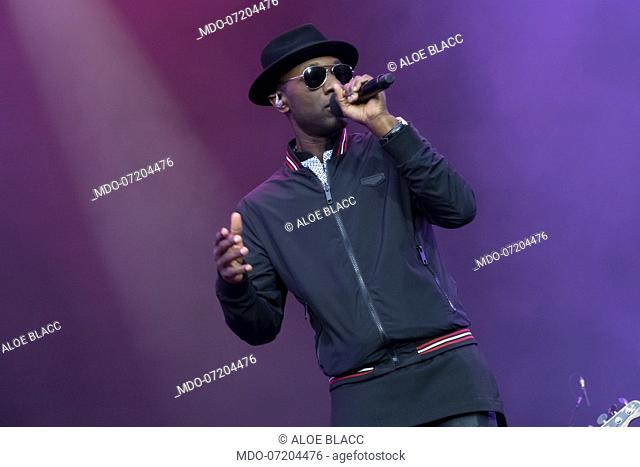 American singer and musician Aloe Blacc in concert at the Moon and Stars Festival. Locarno (Switzerland), July 15th, 2019