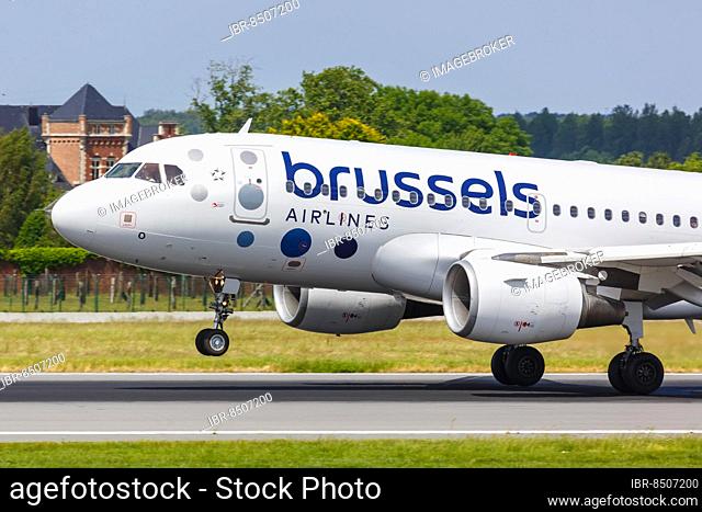 An Airbus A319 aircraft of Brussels Airlines with registration OO-SSO at Brussels Airport, Belgium, Europe