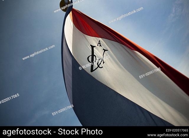 Dutch VOC flag against sun